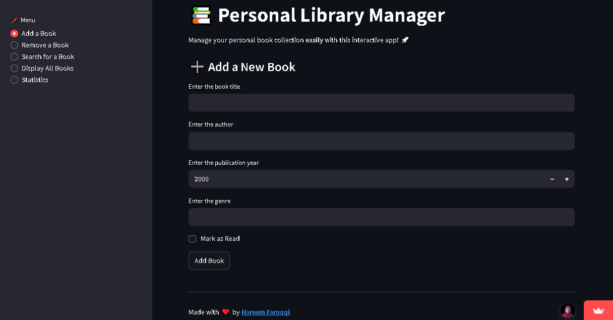 Personal Library Manager